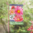 Gerberas and Hummingbird Garden Linen Flag_x000D_