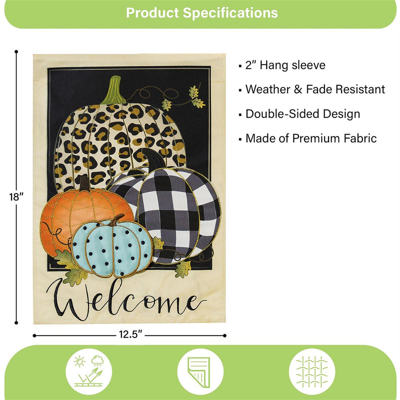 Mixed Print Pumpkins Garden Linen Flag
