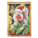 Santa Squirrel Lustre Garden Flag