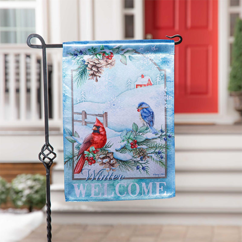 Snow Country Birds  Lustre Garden Flag