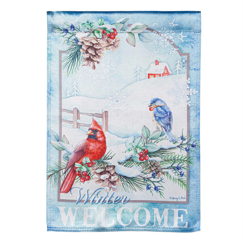 Snow Country Birds  Lustre Garden Flag