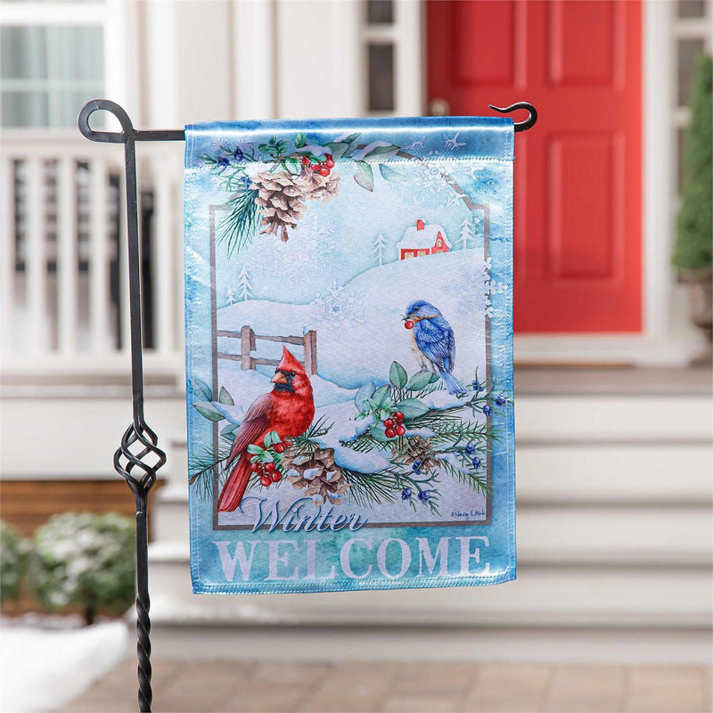 Snow Country Birds  Lustre Garden Flag