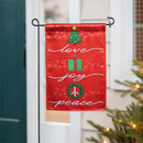 Love, Joy, Peace Lustre Garden Flag
