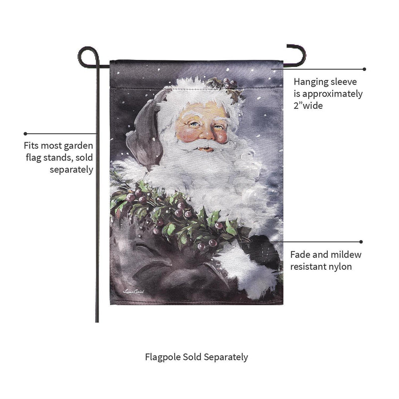 Santa in the Winter Lustre Garden Flag