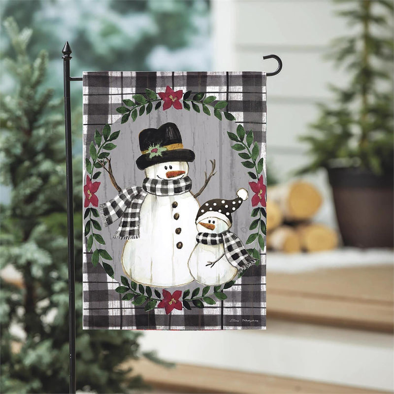 Country Snowmen Moire Garden Flag
