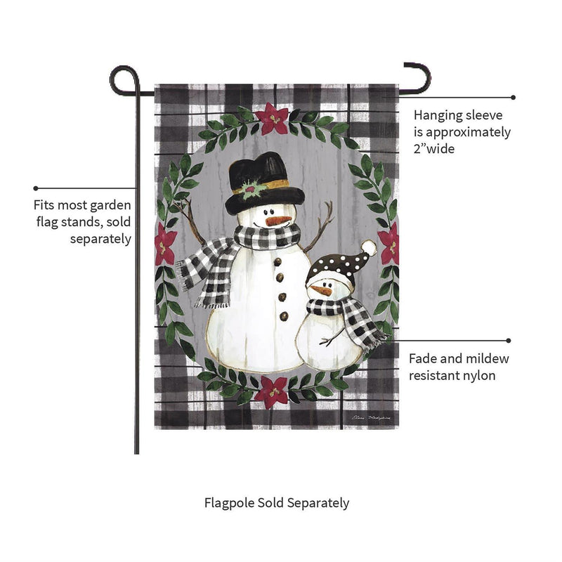 Country Snowmen Moire Garden Flag