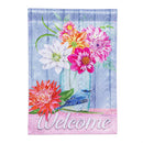 Dahlias and Bluebird Moire Garden Flag