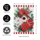 Poinsettia Birdhouse Moire Garden Flag