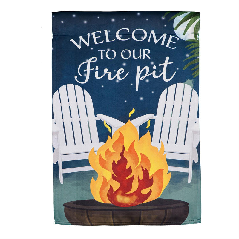Welcome to Our Fire Pit Garden Suede Flag