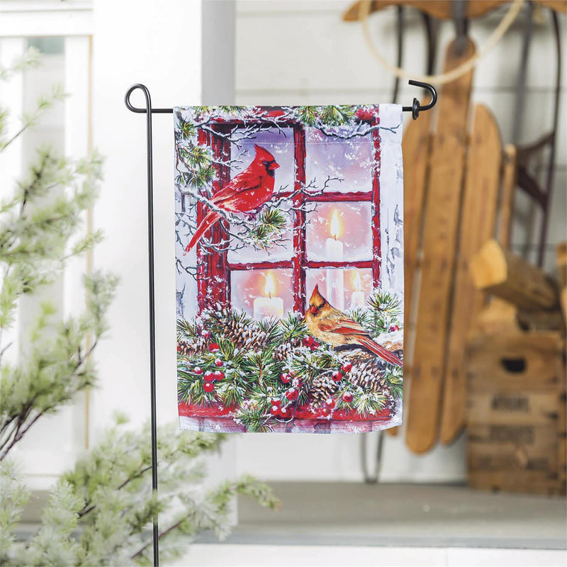 Cardinals in the Window Garden Suede Flag