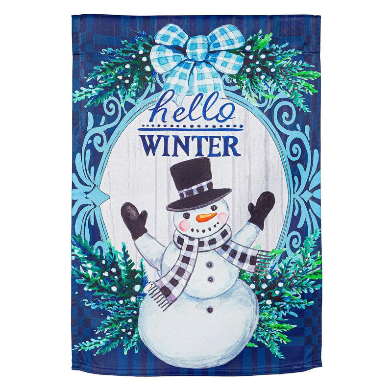 Winter Snowman Suede Garden Flag