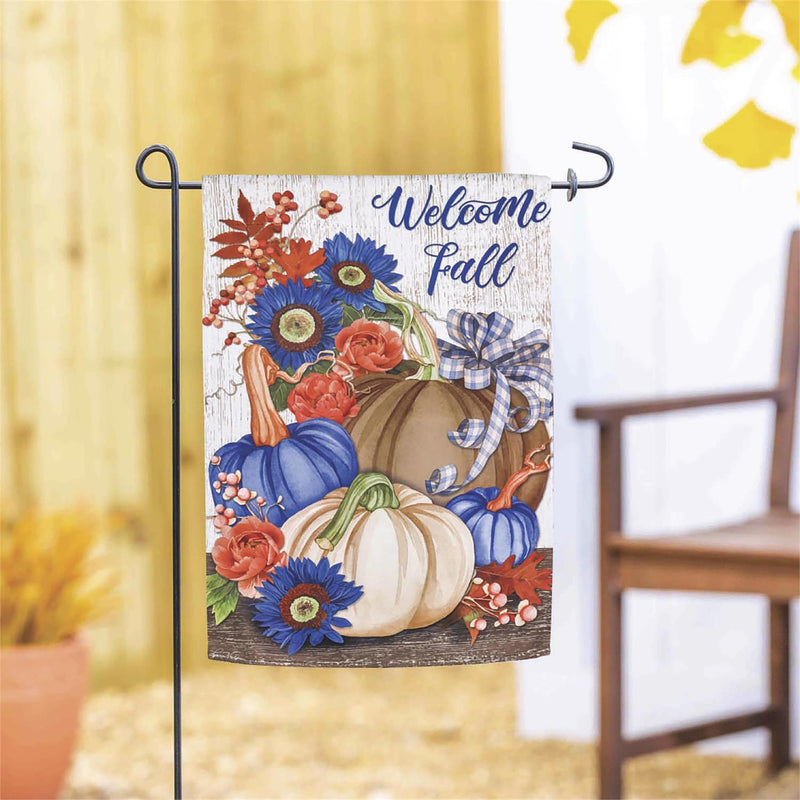 Welcome Fall Neutral Garden Suede Flag