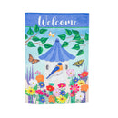 Birds and Birdhouse Suede Garden Flag