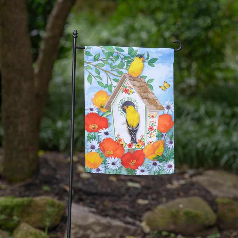 Yellow Finches Suede Garden Flag