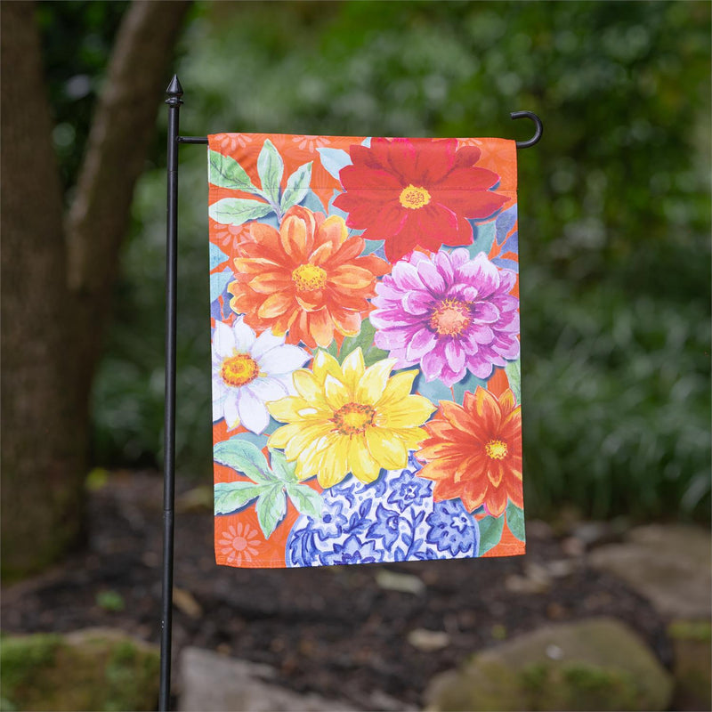 Dahlias Bouquet Suede Garden Flag