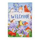 Visiting Bird Friends Suede Garden Flag