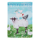 Welcome Farm Friends Suede Garden Flag