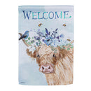 Floral Cow Suede Garden Flag