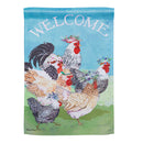Floral Chickens Suede Garden Flag
