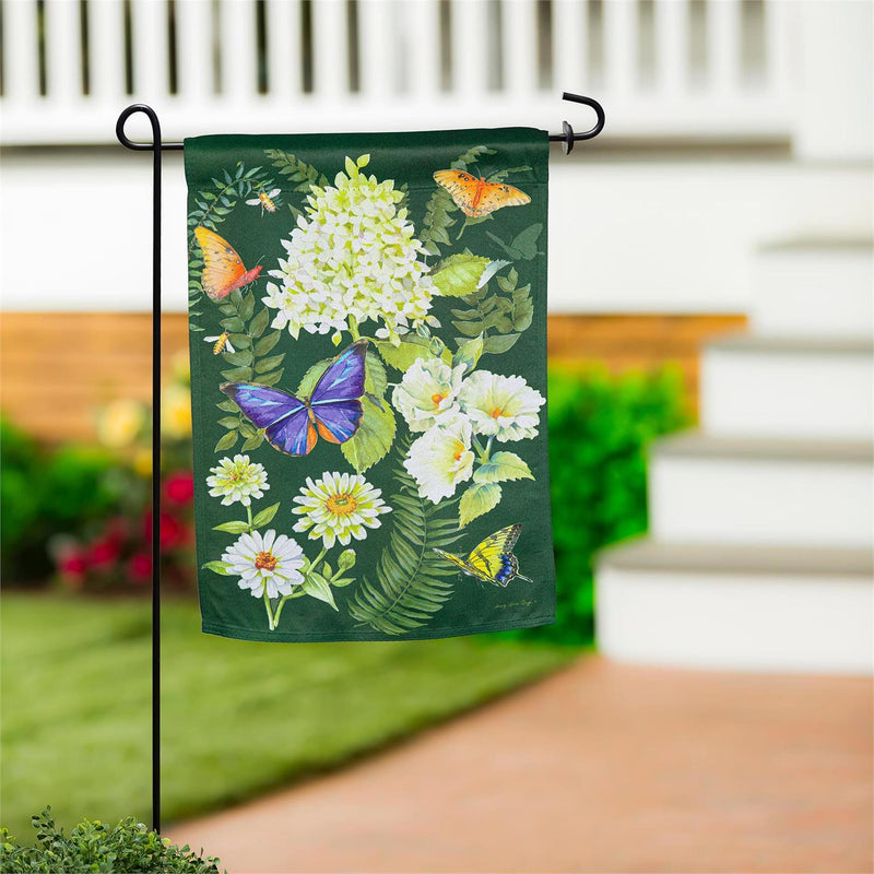 Flutters and Flowers Suede Garden Flag
