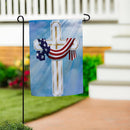 Flag Drapped Cross Suede Garden Flag