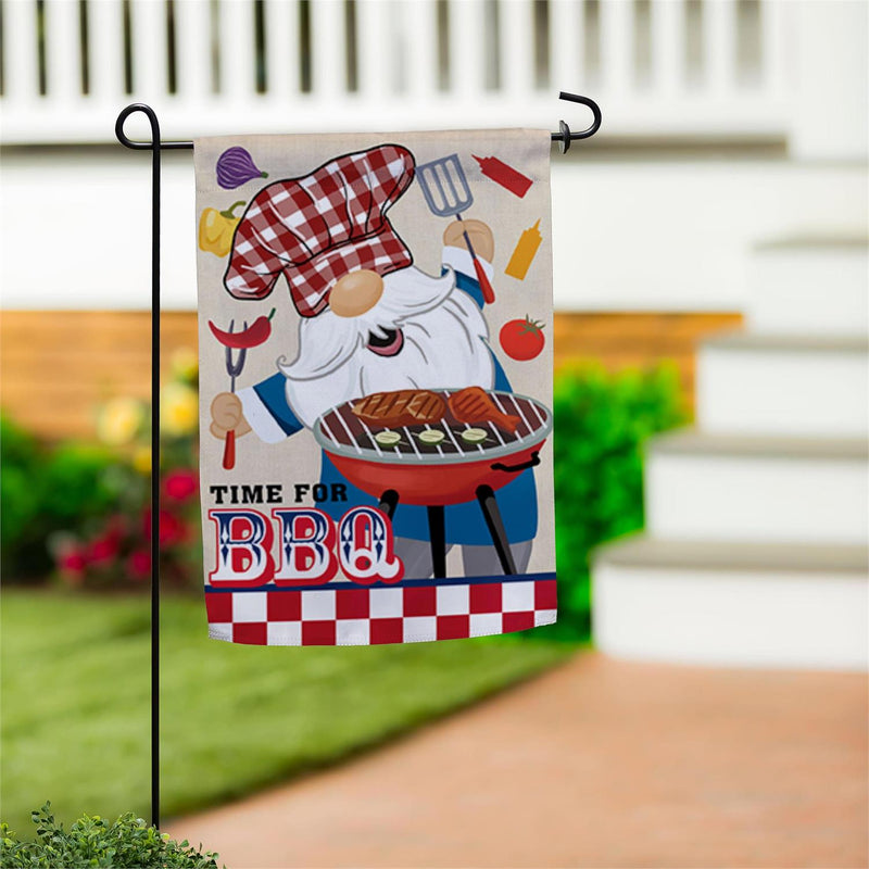 BBQ Gnome Suede Garden Flag