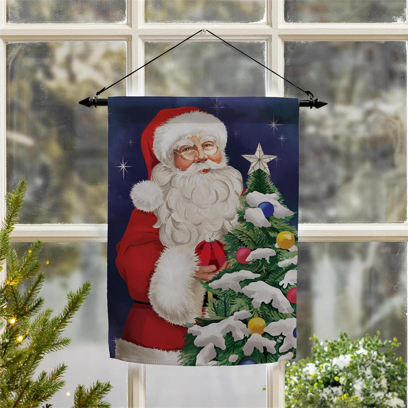 Traditional Santa Suede Garden Flag