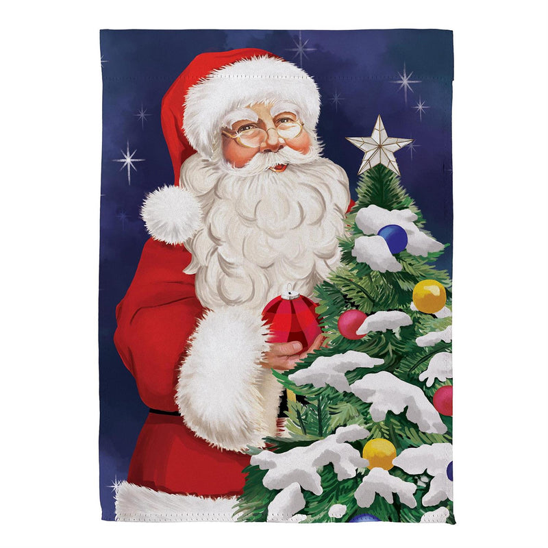 Traditional Santa Suede Garden Flag