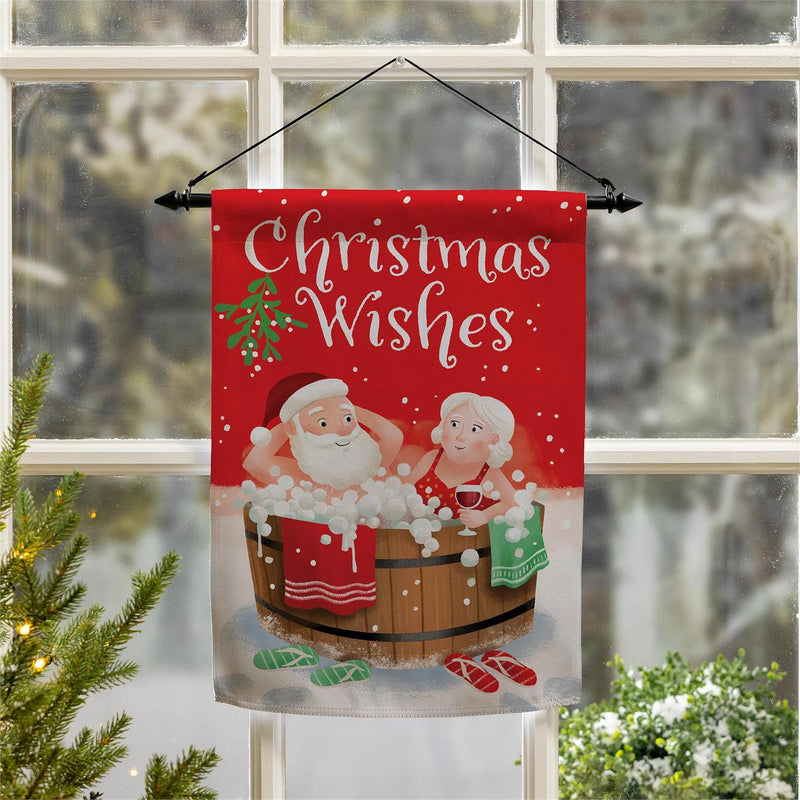 Christmas Wishes Suede Garden Flag