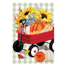 Wagon Filled Pumpkin Suede Garden Flag_x000D_