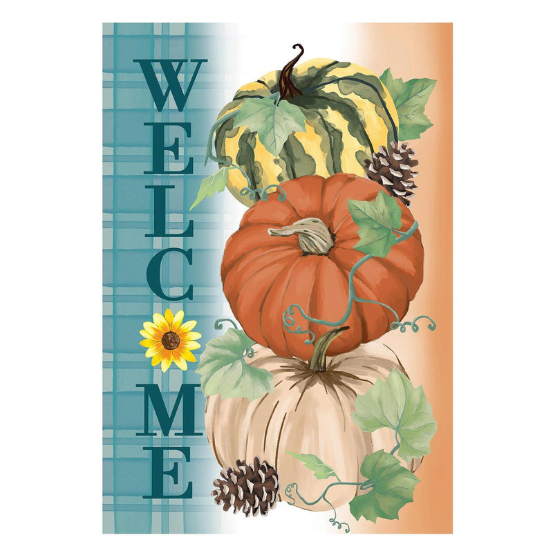 Pumpkin & Pine Suede Garden Flag