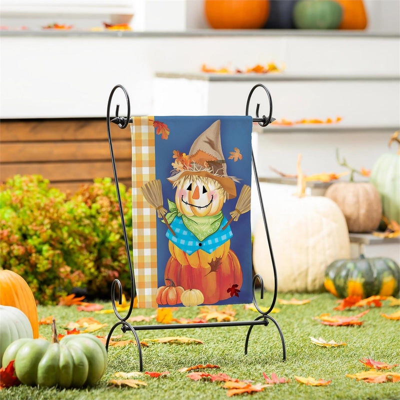 Scarecrow Pumpkin Stack Suede Garden Flag