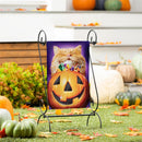 Cat Pumpkin Teeth Suede Garden Flag