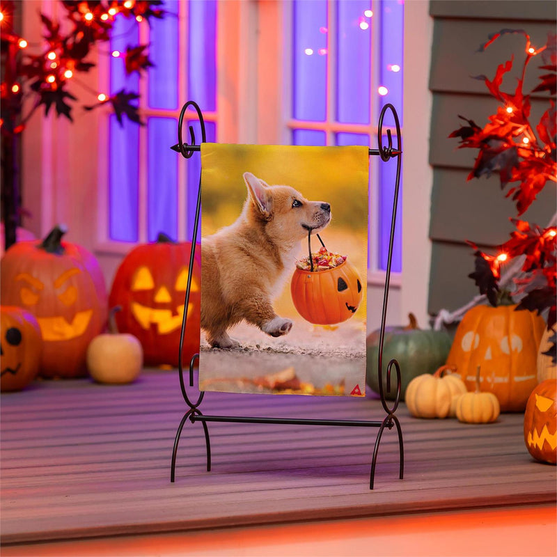 Trick or Treat Puppy Suede Garden Flag