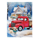 Family Christmas Truck Suede Garden Flag_x000D_