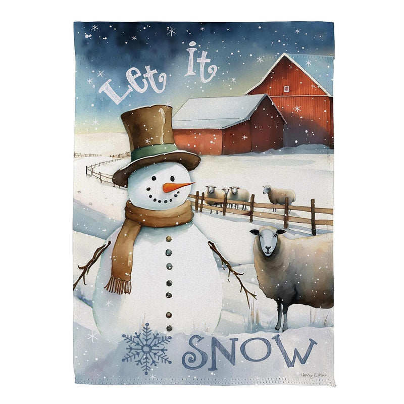 Winter Farm Suede Garden Flag