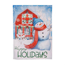 Festive Farm Snowman Suede Garden Flag