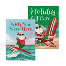 Surfing Santa Reversible Suede Garden Flag