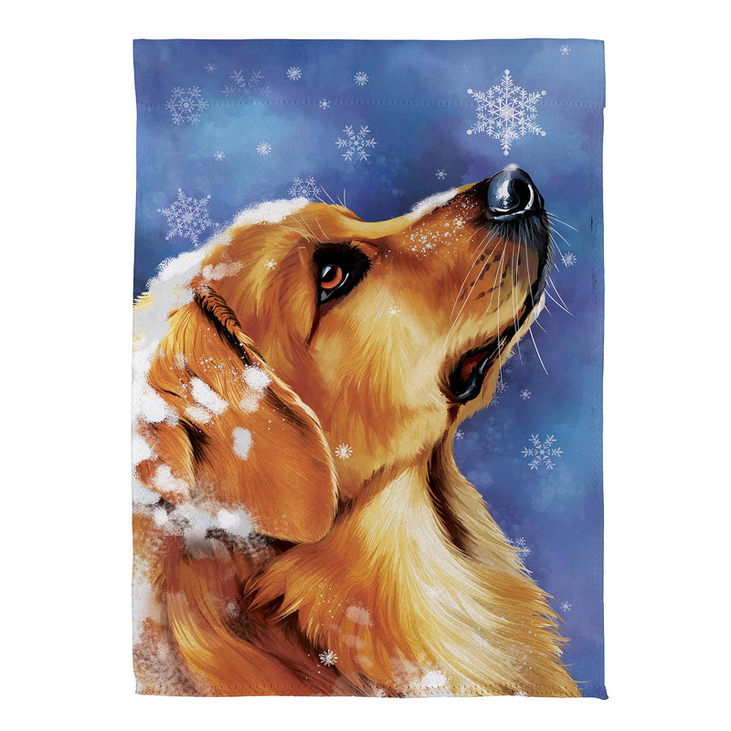 Winter Pups Suede Garden Flag