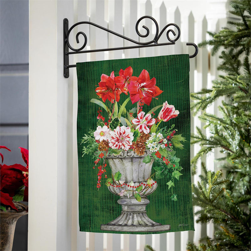 Christmas Flower Pot Suede Garden Flag