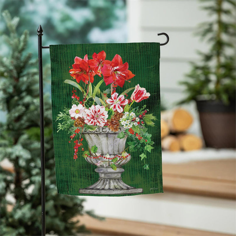 Christmas Flower Pot Suede Garden Flag