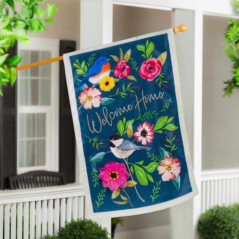 Welcome Home Songbirds Applique House Flag