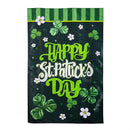Happy St. Patrick's Day Shamrocks Applique House Flag
