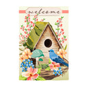 Spring Birdhouse Applique House Flag
