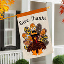 Give Thanks Patterned Turkey Applique House Flag