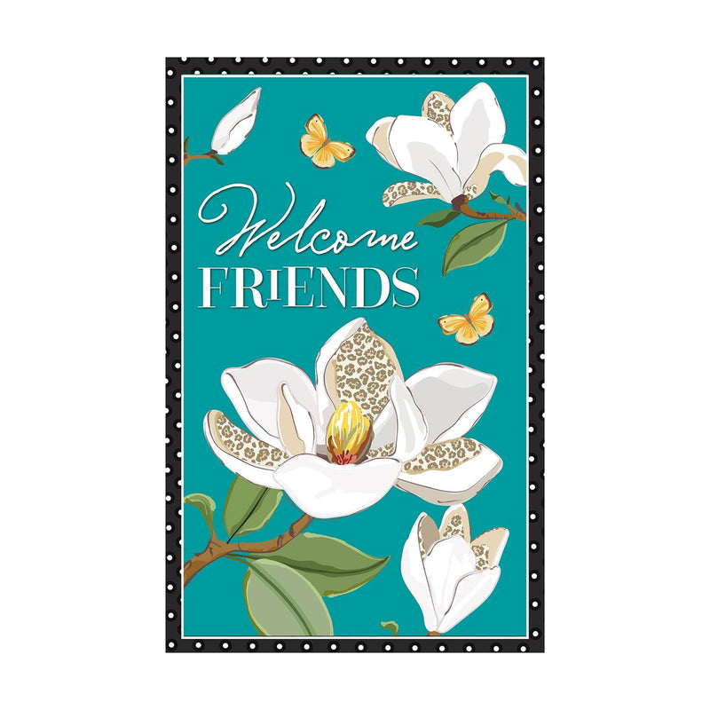 Leopard Magnolia Welcome Applique House Flag