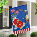 Patriotic Wreath Applique House Flag