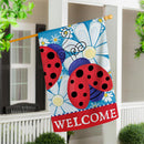 Patriotic Ladybugs Applique House Flag