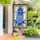 Blue & White Pineapple Applique House Flag