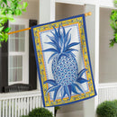Blue & White Pineapple Applique House Flag